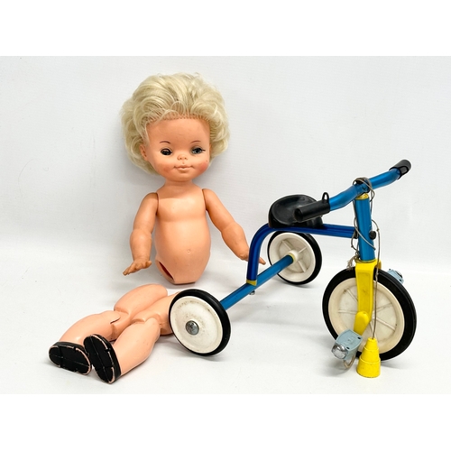 773 - 2 vintage dolls. A Trixie Ride a Bike by Blue Bell. A Palitoy Katie Kopycat.