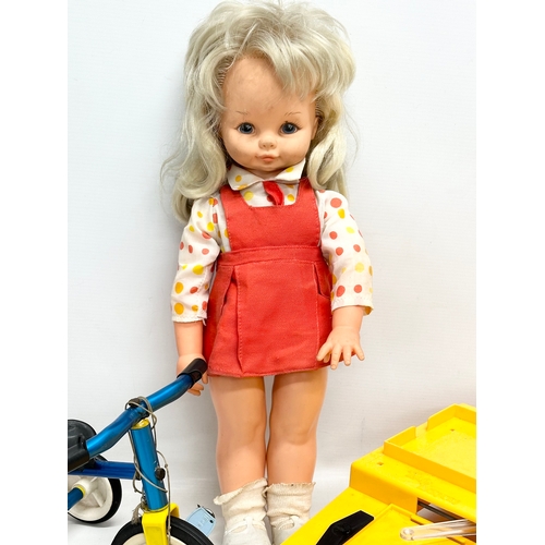 773 - 2 vintage dolls. A Trixie Ride a Bike by Blue Bell. A Palitoy Katie Kopycat.