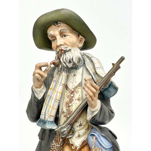 996 - A good quality Italian “Hunter” figurine, signed Cortese, for Capodimonte. 30cm