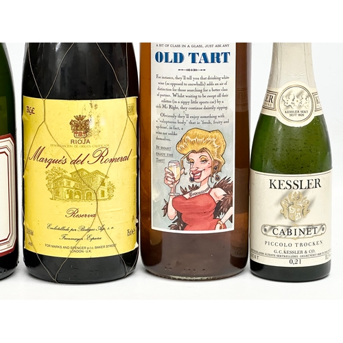 664 - 5 bottles of champagne and wine. Heidsiech & Co Monopole Blue Top etc.