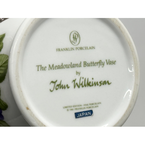 958 - A Limited Edition Franklin Porcelain “The Meadowland Butterfly Vase” by John Wilkinson. 30cm