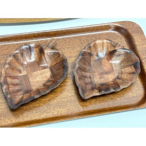 974 - Mid Century trays and leaf dishes.