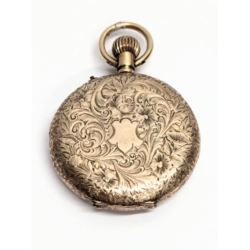 705 - A vintage 9ct gold ladies pocket watch. 3cm