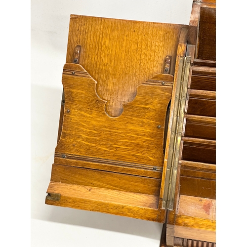 275 - A Late 19th Century Victorian oak, desk top stationary cabinet, with fitted interior. Closed 40x26x3... 