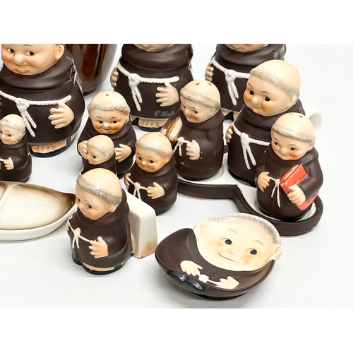 995 - A collection of West German M.J. Hummel Goebel Pottery Friars. Milk jugs, salt and pepper shakers et... 