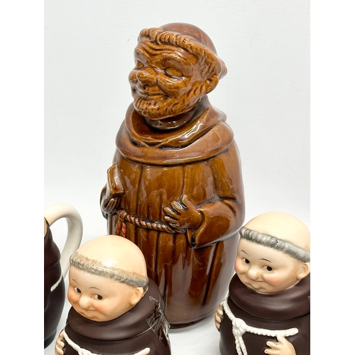 995 - A collection of West German M.J. Hummel Goebel Pottery Friars. Milk jugs, salt and pepper shakers et... 