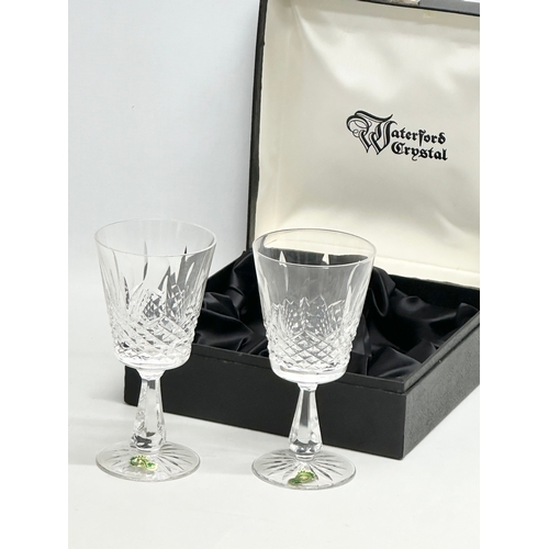 385A - A pair of Waterford Crystal “Lismore” wine glasses with box. 8.5x17cm.