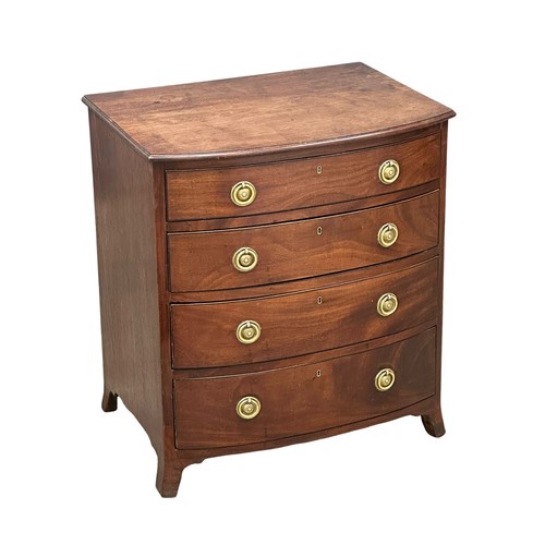 896 - A fine proportioned Mid 19th Century George III style mahogany bow front chest of drawers, on splaye... 