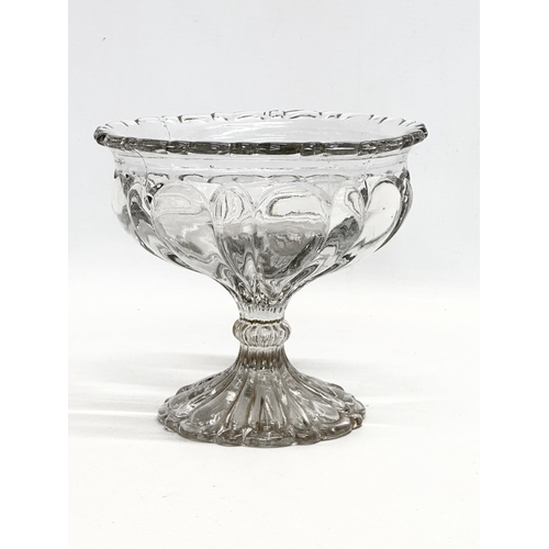 489 - 3 pieces of 19th Century glassware. An American compote 16x14cm. A Victorian compote 13x11cm. A pres... 