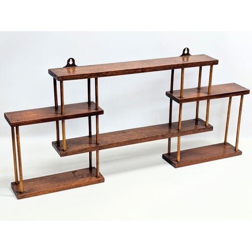 908 - 2 Mid Century wall hanging shelves. 88x10x39.5cm