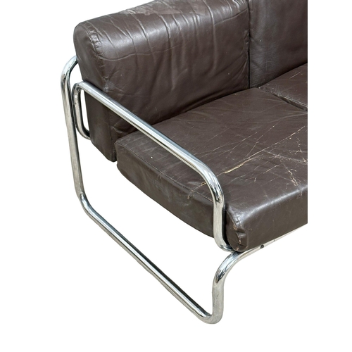 146 - Rodney Kinsman. A 1960’s Mid Century chrome and leather “T Range” 3 seater sofa. Designed by Rodney ... 