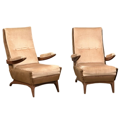 157A - Greaves & Thomas. A pair of 1960’s Mid Century teak framed armchairs. By Greaves & Thomas.