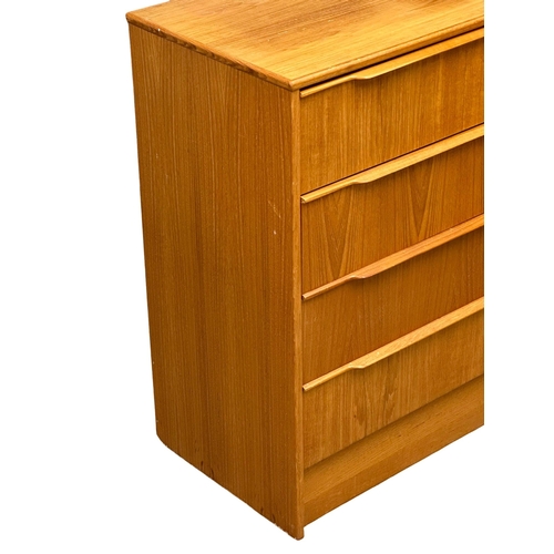 279 - A Danish Mid Century teak chest of drawers. 75x42x84cm