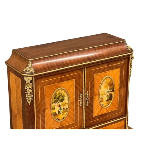 30 - A good quality Louis XV style inlaid kingwood Bonheur De Jour desk, with ornate gilt brass mounts an... 