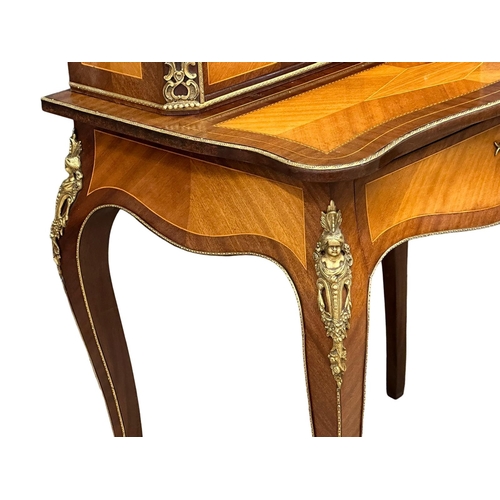 30 - A good quality Louis XV style inlaid kingwood Bonheur De Jour desk, with ornate gilt brass mounts an... 