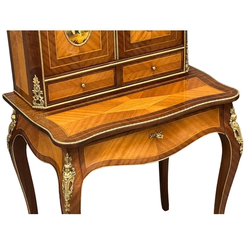 30 - A good quality Louis XV style inlaid kingwood Bonheur De Jour desk, with ornate gilt brass mounts an... 