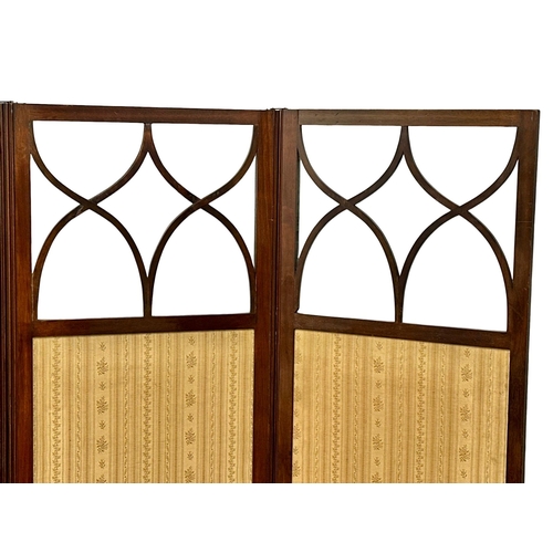 314 - An Edwardian mahogany 3 tier room divider screen. 143x173.5cm. (5)