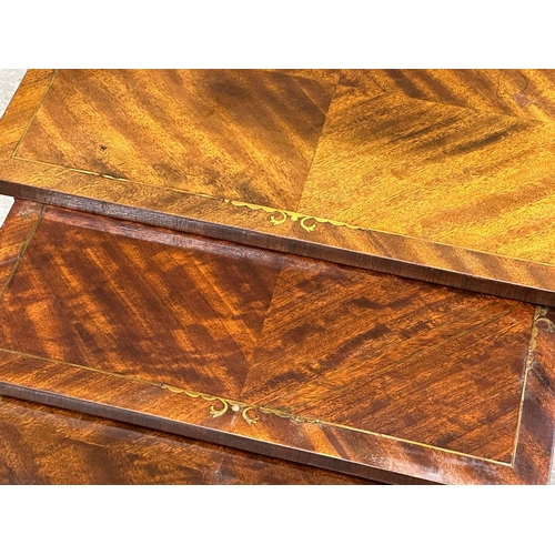 316 - A tall Georgian style brass inlaid mahogany nest of tables. 50x35.5x71.5cm. 1