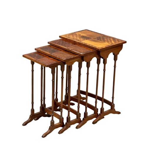 316 - A tall Georgian style brass inlaid mahogany nest of tables. 50x35.5x71.5cm. 1