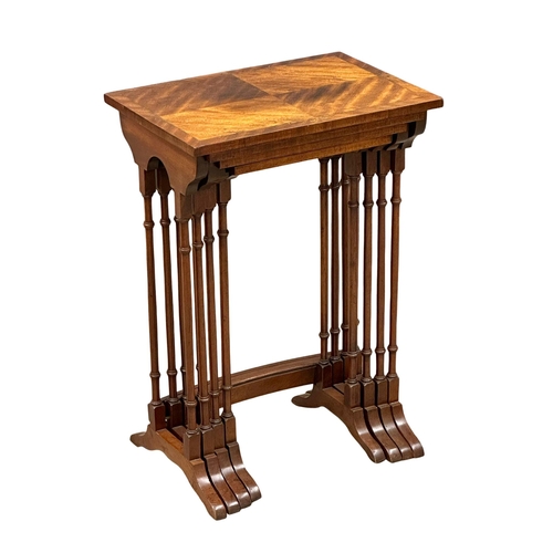 316 - A tall Georgian style brass inlaid mahogany nest of tables. 50x35.5x71.5cm. 1