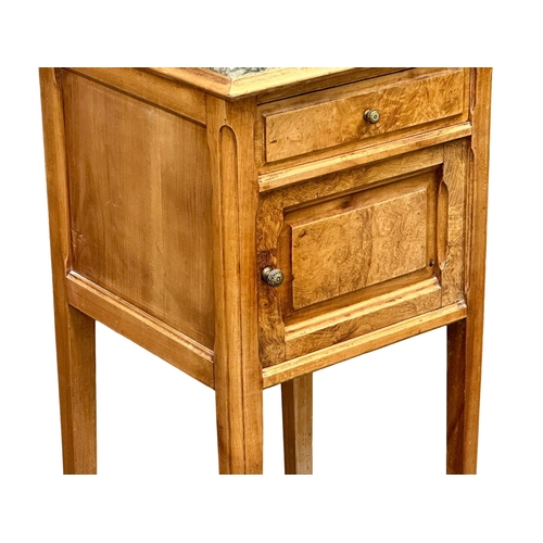 382 - A tall Late 19th Century French fruitwood pot cupboard/bedroom cabinet, with marble top. 1890-1900. ... 