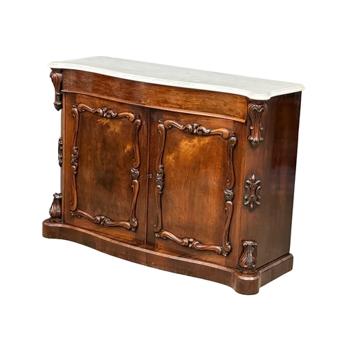 40 - A good quality William IV rosewood credenza/sideboard with original marble top. Circa 1830. 135x47x9... 