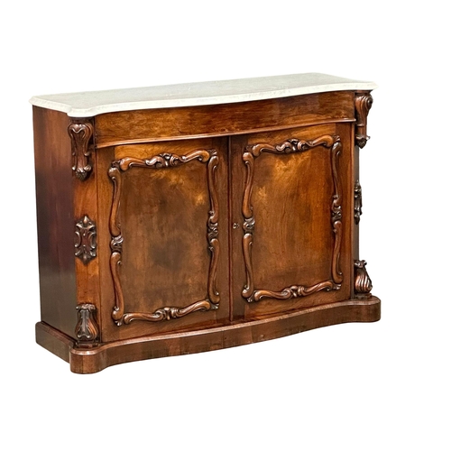 40 - A good quality William IV rosewood credenza/sideboard with original marble top. Circa 1830. 135x47x9... 