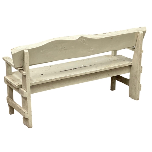 408 - A rustic garden bench. 162cm