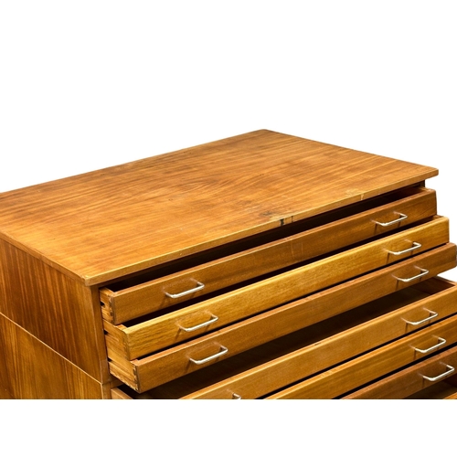 492 - A large Mid 20th Century multi drawer architects chest/plan chest. 3 piece. 122x87x118cm