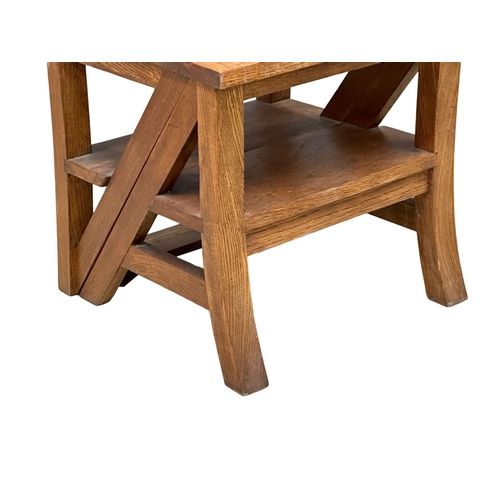 52 - A large good quality oak metamorphic library chair.