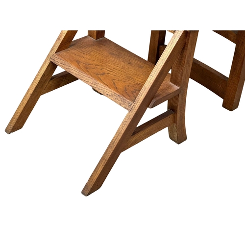 52 - A large good quality oak metamorphic library chair.