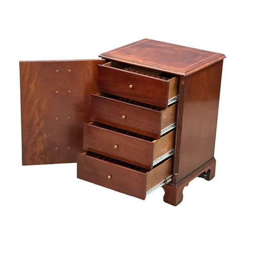 575 - A Georgian style inlaid mahogany side chest with interior drawers. 53x46x74.5cm.