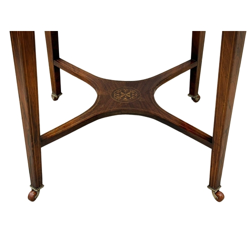 583 - A Late Victorian inlaid rosewood window table. Circa 1890-1900. 77x75x70cm