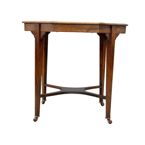 583 - A Late Victorian inlaid rosewood window table. Circa 1890-1900. 77x75x70cm