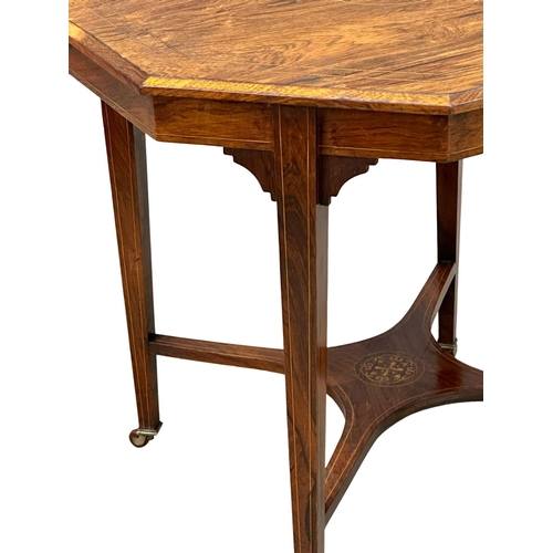 583 - A Late Victorian inlaid rosewood window table. Circa 1890-1900. 77x75x70cm