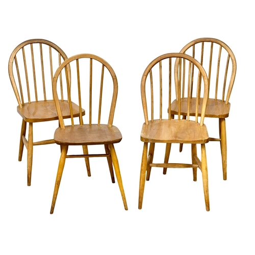 61 - 6 Ercol Mid Century blonde elm and beech dining chairs. (2)