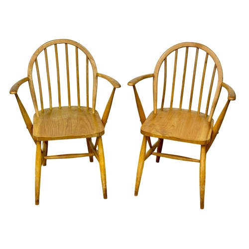 61 - 6 Ercol Mid Century blonde elm and beech dining chairs.