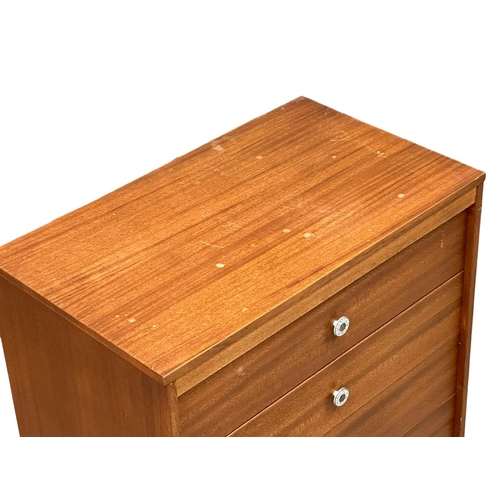 845 - A Mid Century teak chest of drawers. 76.5x45.5x72cm.