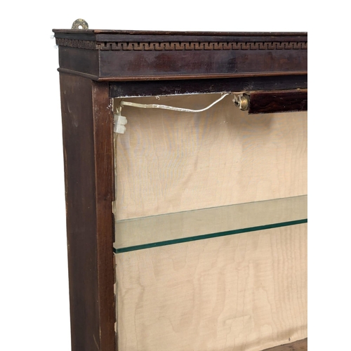 85 - A pair of George III, Early 19th Century mahogany wall hanging shop display cabinets with astragal g... 