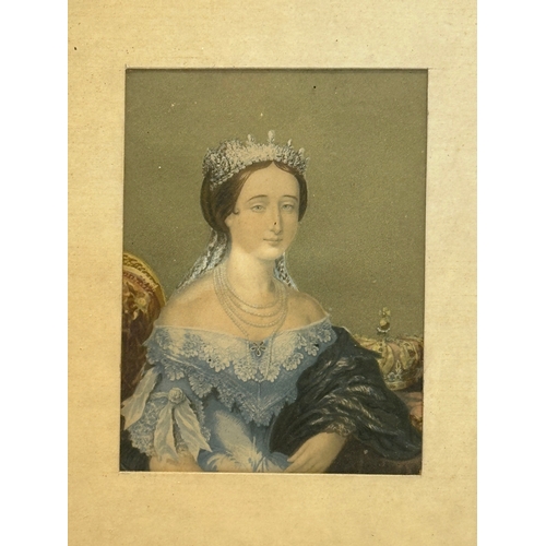 173D - A Mid/Late 19th Century print of Empress Eugénie de Montijo in a rosewood frame. 21x24.5cm.