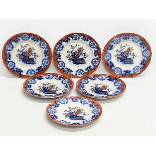 201A - A set of 6 19th Century “Pagoo” dinner plates. 24cm.