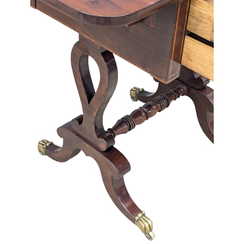 202 - A good quality George IV rosewood side table / sofa table with 2 drawers and ebonised handles. Circa... 