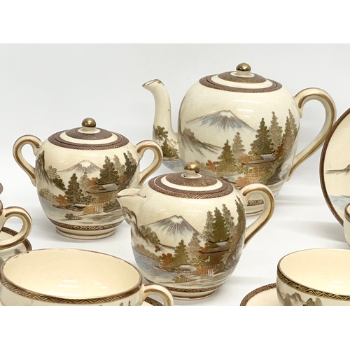 65 - An Early 20th Century Japanese Satsuma, hand painted tea service. Late Meiji Period (1868-1912) 5 cu... 