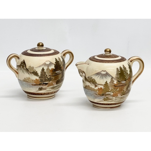 65 - An Early 20th Century Japanese Satsuma, hand painted tea service. Late Meiji Period (1868-1912) 5 cu... 