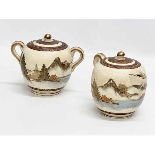 65 - An Early 20th Century Japanese Satsuma, hand painted tea service. Late Meiji Period (1868-1912) 5 cu... 