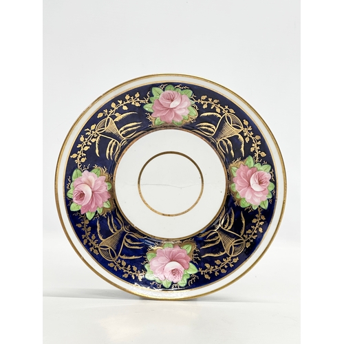 91 - Machin. Two pieces of Early 19th Century English hand painted porcelain. A Machin footed plate. A Ge... 