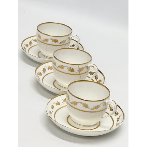 92 - Early Crown Derby. A 6 piece Late 18th Century gilt part tea service. 3 cups. 3 saucers. George III.... 