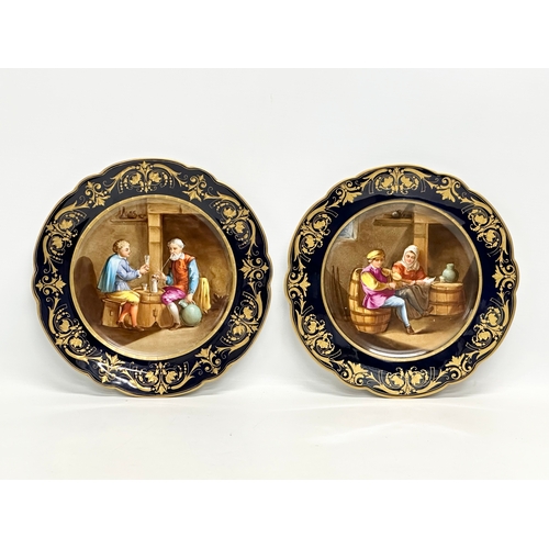 4 - 19th Century Sevres in the Louis Philippe style. A pair of fine quality hand painted porcelain cabin... 