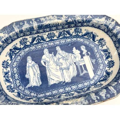 93 - Minton “Kirk Greek”. A pair of Early 19th Century classical style blue and white transfer serving bo... 