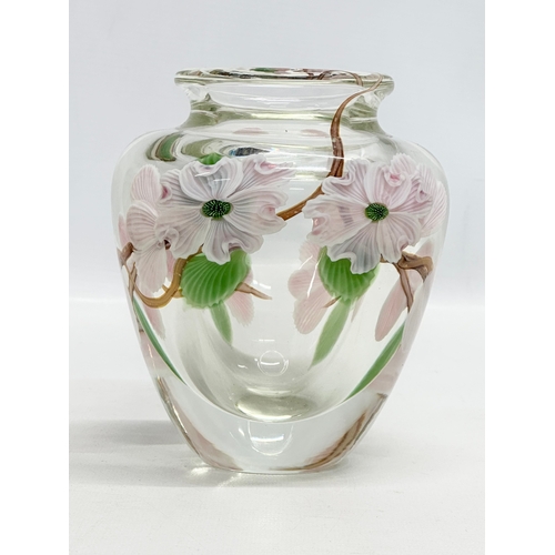 51 - Orient & Flume. A signed Limited Edition “Pink Dogwood” glass baluster vase, designed by Gary Jones.... 